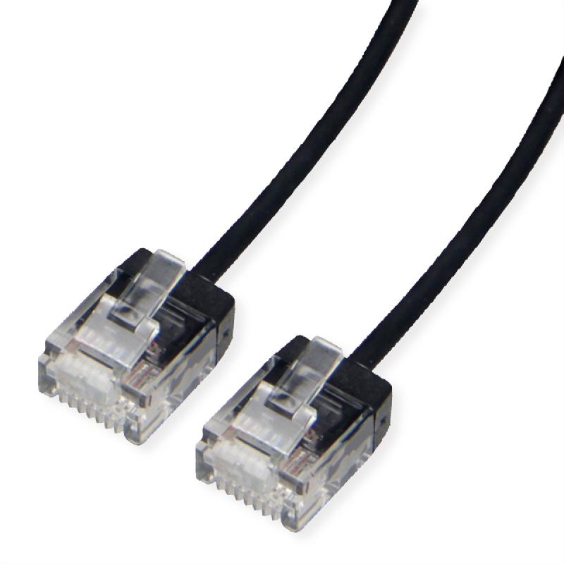 ROLINE Cordon Data Center UTP Cat.6A (Classe EA), LSOH, slim, pour chemins très courts, noir, 2 m_0