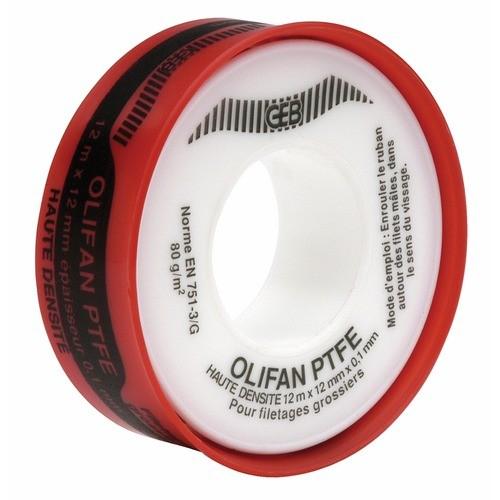 RUBAN TÉFLON - HAUTE DENSITÉ - POUR LES RACCORDS MÉTALLIQUES - 12 MM X 12 M GEB