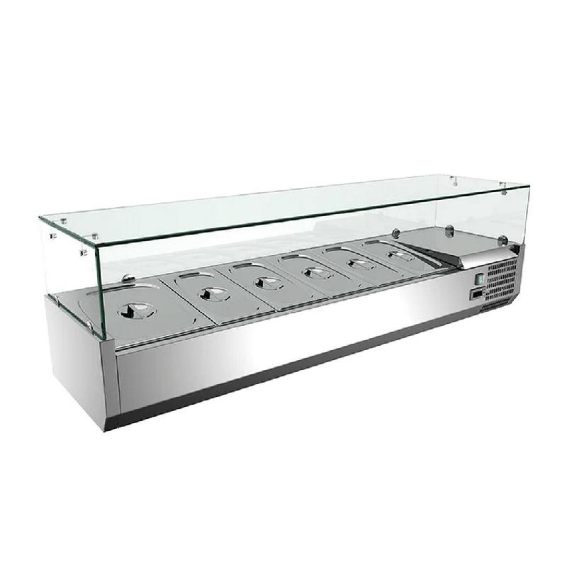 Saladette a ingrédients a poser gn 1/3 x5 + gn 1/2 x1 1500x395x435 - PTHV1500/380_0