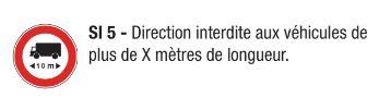 Signalisation d'interdiction - Direction interdite aux véhicules de plus de X mètres de longueur_0