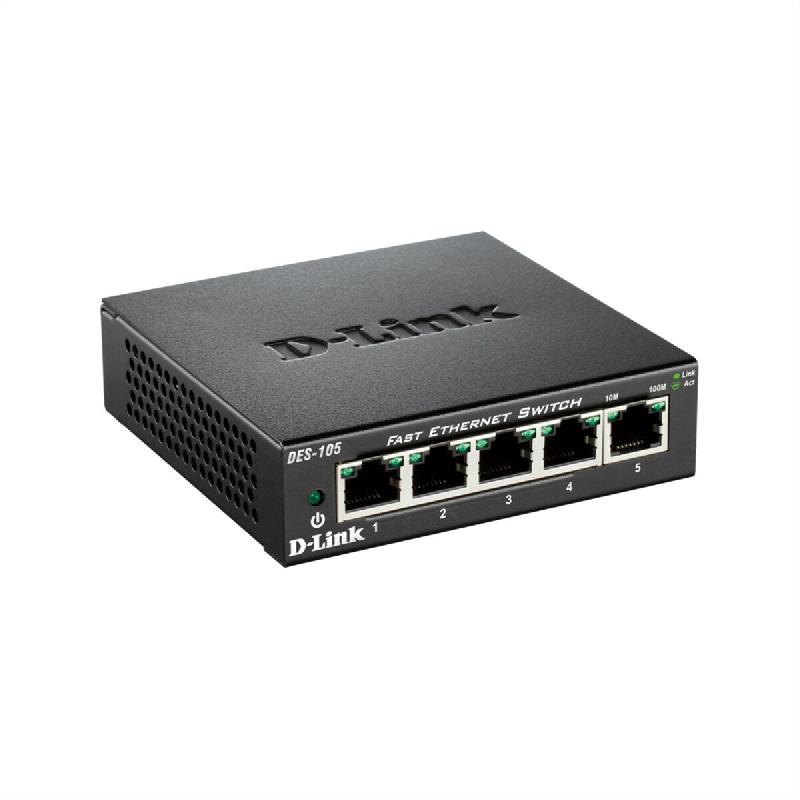 Switch Fast Ethernet 5 ports de bureau non géré D-Link DES-105 - noir DES-105/E_0