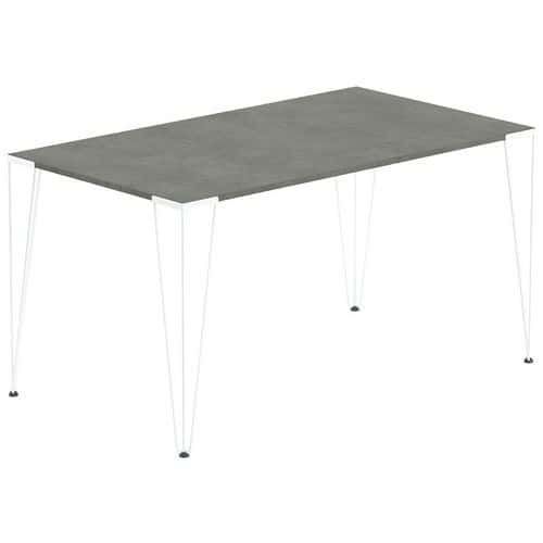 TABLE RÉUNION LORI 120 X 80 CM PLATEAU BÉTON PIED BLANC - MBA