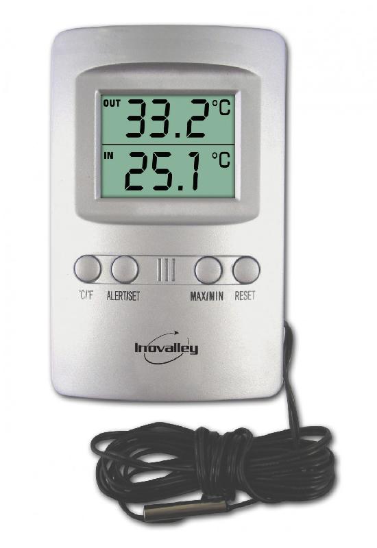 Thermomètre intérieur ou extérieur INOVALLEY T 05 - électronique et programmable avec alarme de température_0