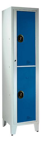 VESTIAIRE VISITABLE IDÉAL COLLÈGE - 1 COLONNE 2 CASIERS MONOBLOC GRIS BLEU