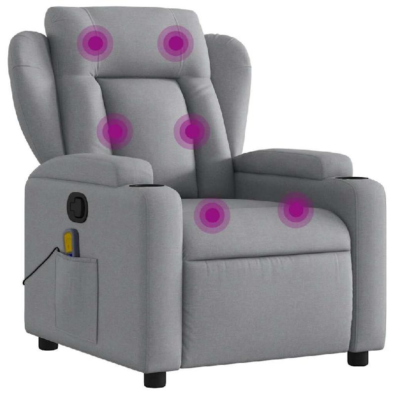 VidaXL Fauteuil de massage inclinable gris clair tissu Modèle Belvella - 8721012180567_0