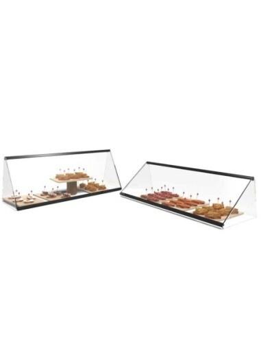 Vitrine neutre à poser PITAGORAS - 1 niveau - 1190 mm - verre trempé - ESR36-B | Sayl Barcelona - noir 674005069678_0
