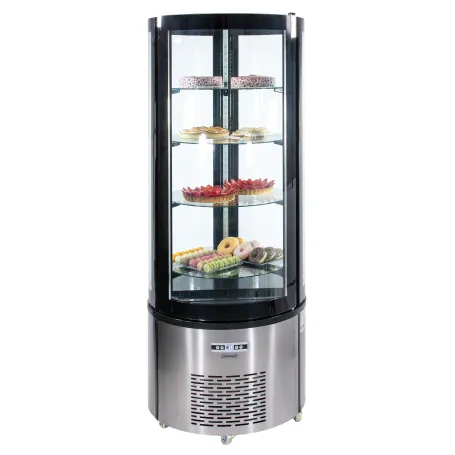 Vitrine réfrigérée ronde 360 litres - CASSELIN CVRR360L - Base inox, froid ventilé, LED, étagères pivotantes_0