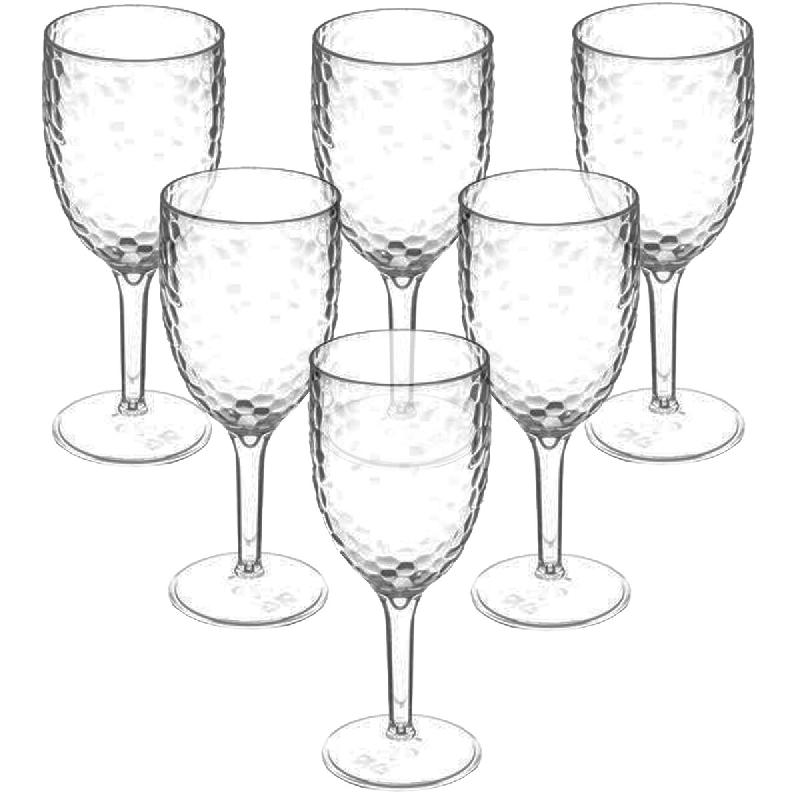 WellHome - Set de 6 verres à vin en polystyrène - transparent plastique PK5223_0