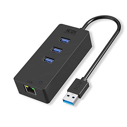 ICZI HUB USB 3.0, 3 PORTS USB 3.0 5GBPS AVEC ADAPTATEUR RÉSEAU GIGABIT_0