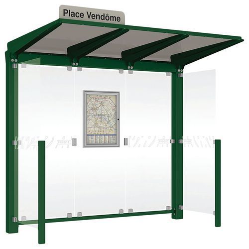 ABRI BUS VENISE 2.50 M AVEC BARDAGES LATÉRAUX - VERT 6005 - PROCITY