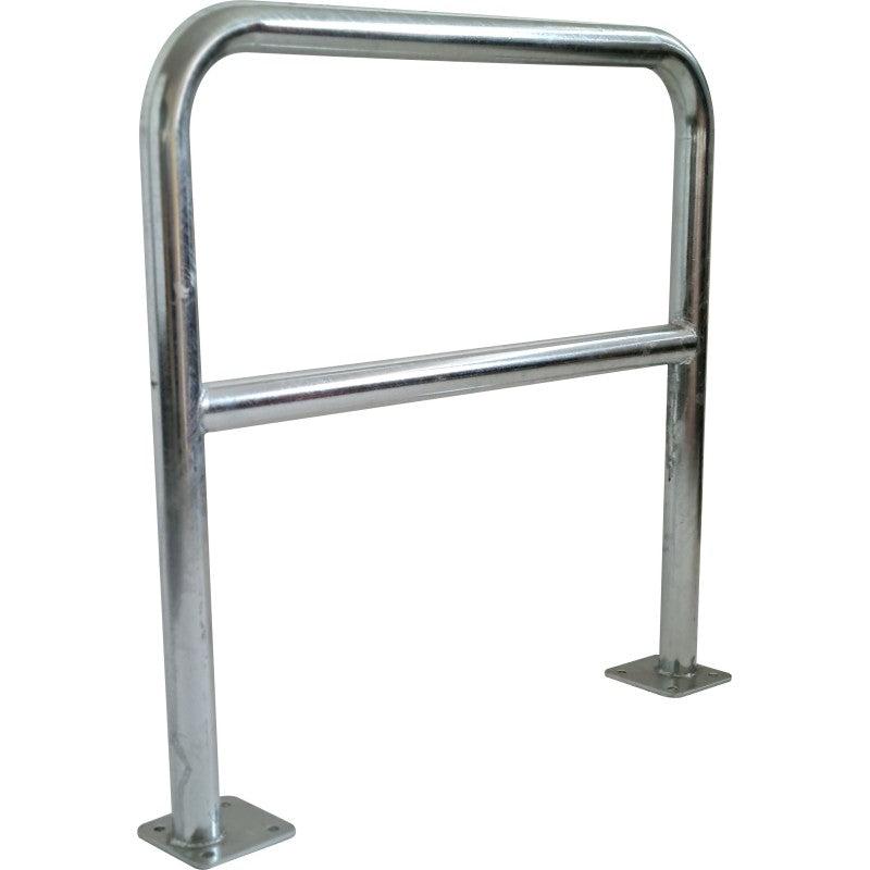 Barrière acier galvanisé Ø 60 mm à platine - finition grise, protection renforcée zones industrielles - 1000_0