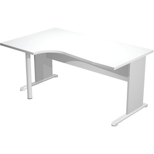 BUREAU 90° GAUCHE PIEDS L BOIS FAST - 160CM - BLANC - GRIS