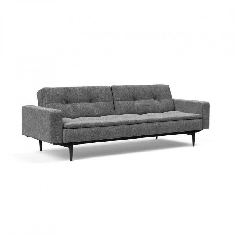 Canapé design Dublexo Styletto - Convertible lit 210x115 cm - Pieds laqués noir - Tissu Twist Charcoal_0
