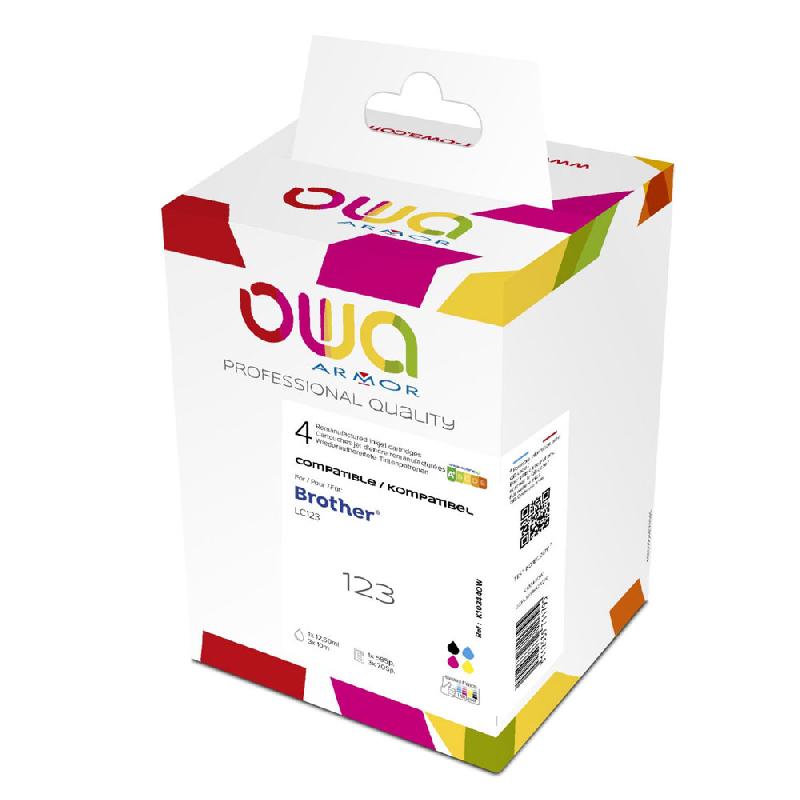 CARTOUCHE D'ENCRE REMANUFACTUREE OWA COMPATIBLE POUR BROTHER LC123 - PACK DE 4 COULEURS