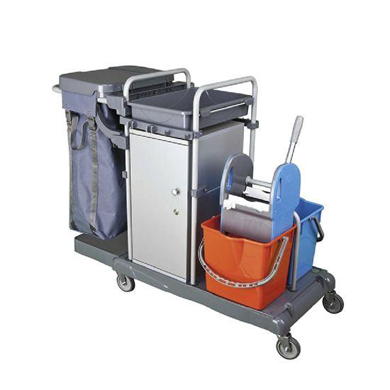 Chariot de nettoyage avec porte-sac, armoire et seau à franges VIRTUS IFC0018_0