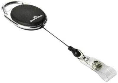 Durable Enrouleur pour badge avec clip en métal cordon de 80 cm - Noir - boîte 10 unités_0