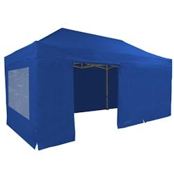 FRANCE BARNUMS Tente pliante PRO 4x6m pack fenêtres - 6 murs - ALU 55mm/PVC 580g Norme M1 - bleu - FRANCE-BARNUMS - bleu aluminium 291F_0