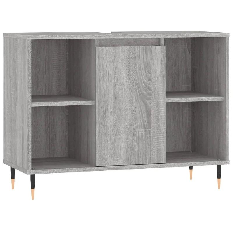 Helloshop26 - Armoire de salle de bain avec 4 étagères et espace de rangement 80 x 33 x 60 cm en bois d'ingénierie sonoma gris 02_0049054 - gris Bo_0