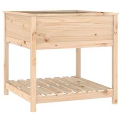Helloshop26 - Jardinière bac lit surélevé plantes fleurs terrasse jardin avec étagère 82,5 x 82,5 x 81 cm bois massif de pin marron 02_0038409 -_0