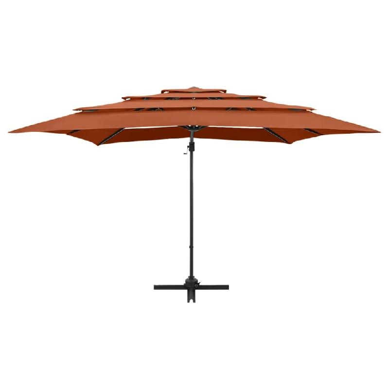Helloshop26 - Parasol à 4 niveaux avec mât en aluminium 250 x 250 cm orange 02_0008796 - 3000471282728_0