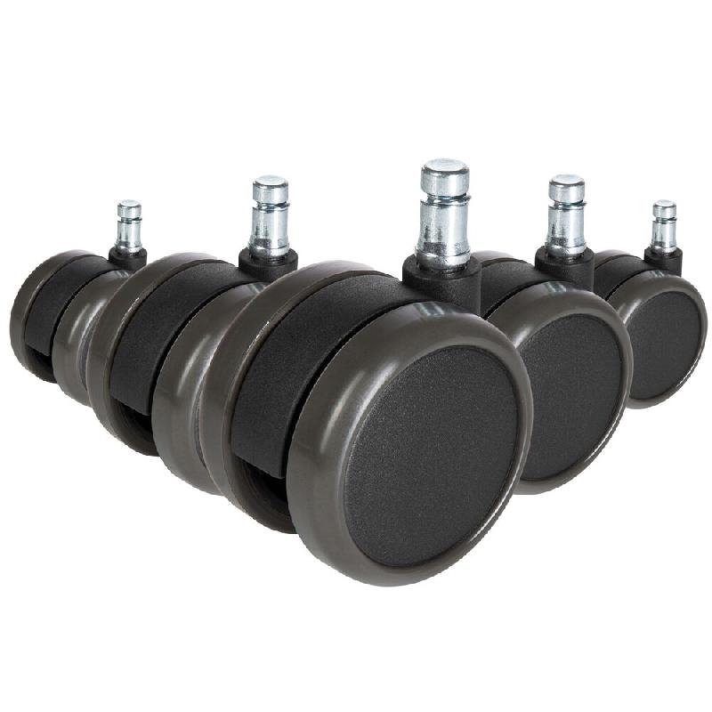 Hjh OFFICE 5x Roulettes ROLO FREE sans frein pour sols durs 11 mm / 65 mm - noir multi-matériau 619027_0