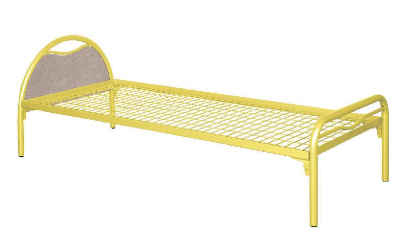 LIT ALBA MÉTAL TÊTE PANNEAU BÉTON 90X190 SOMMIER TREILLIS JAUNE - MANUTAN COLLECTIVITÉS
