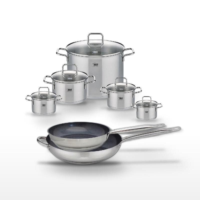 Lot de 2 Poêles 28/32 cm Elo Profi Therm Platinum et 5 Faitouts Elo Citrin - gris inox 3176239953244_0