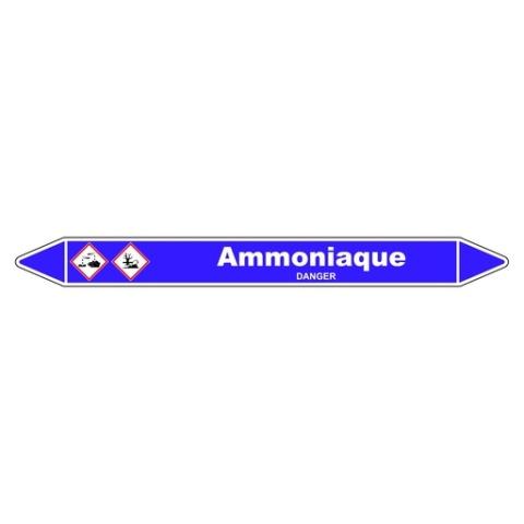 LOT DE 5 - MARQUEUR DE TUYAUTERIE - AMMONIAQUE - NFX 08-105 - VINYLE LAMINÉ 450 X 52 MM