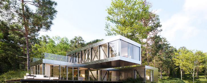 Maison préfabriquée à deux étages 300 m2 en acier, containers maritimes et béton - ISK299_0