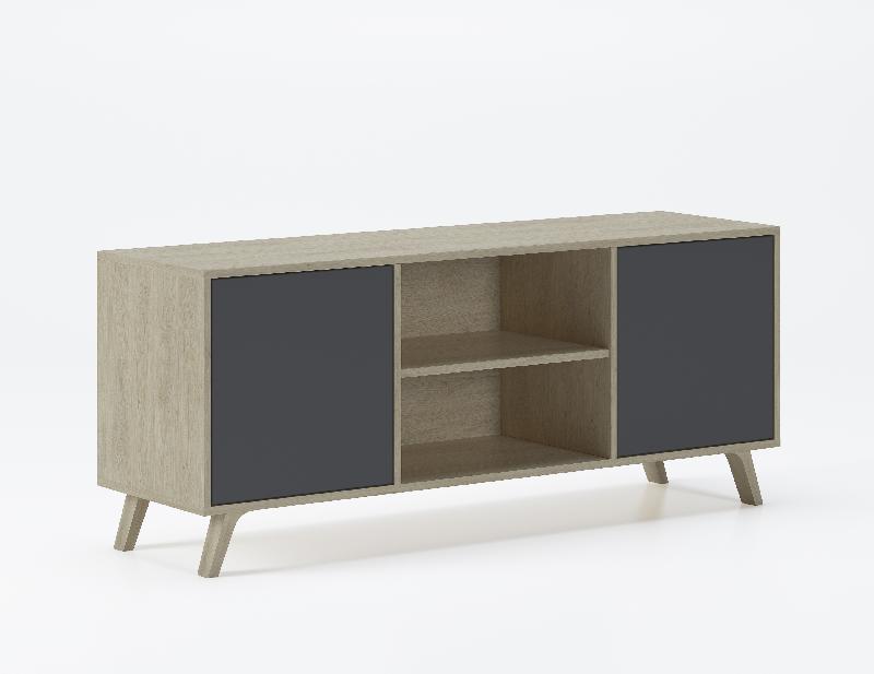 MEUBLE TV 140 2 PORTES,PUCCINI ET GRIS ANTHRACITE