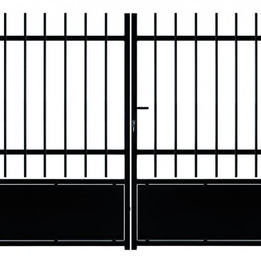Portail battant - portillon eco à soubassement tôle, montants 35x35x2, traverses 35x20, barreaudage tube diamètre 17 - livré avec accessoires_0