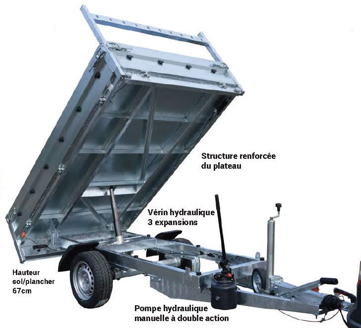 Remorque benne - 2,54 X 1,42 M - 1500 KG - FRANC BRI260F150_0