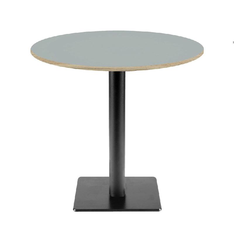 RestooTab - Table Milan T Ø70cm gris medio chants couleur bois - gris fonte TB-MIT-R70M-GR.MED-BOI_0