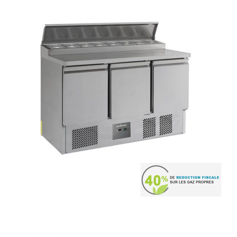 Saladette / Table de préparation - 1,37 m x 0,7 m - 3 portes - Réf 7950.5060 - Plage de température +2 / +8°C - Capacité 392 L_0