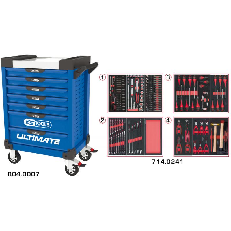Servante PEARLline bleue 7 tiroirs équipée de 241 outils - KS Tools | 804.7241_0