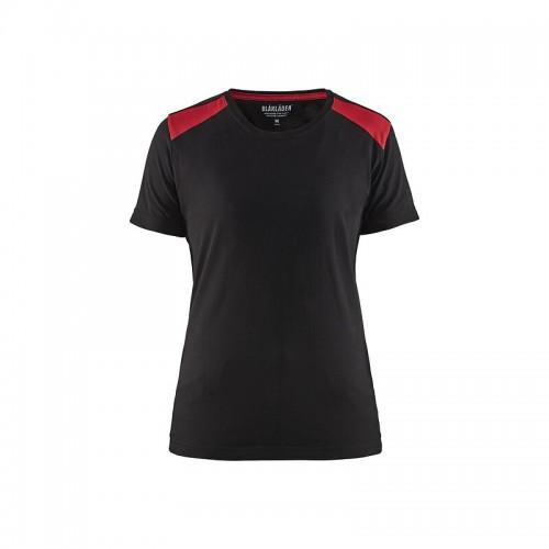 T-SHIRT DE TRAVAIL BICOLORE 100% COTON FEMME 3479 - NOIR ET ROUGE - XXL BLAKLADER