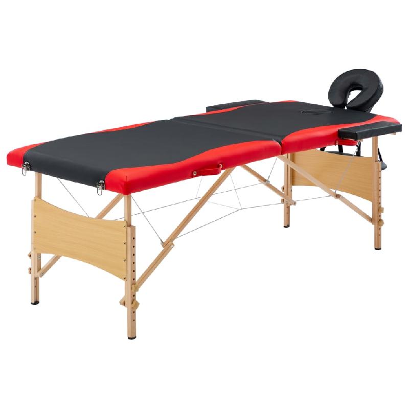 Table de massage pliable 2 zones - bois noir et rouge - 02_0001816 - réglable et transportable_0