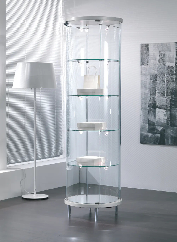 Vitrine cylindrique colonne 203/R7VA - 4 tablettes réglables - Porte avec serrure - 70x190 cm_0
