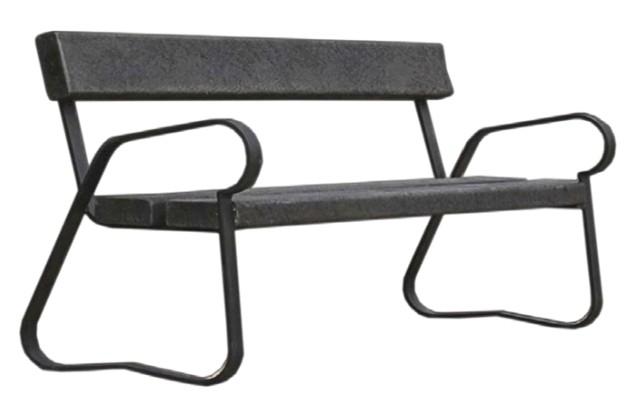 Banc public urbain en plastique recyclé - Zinnia - 3 lames, 65 mm d'épaisseur, 92 kg_0