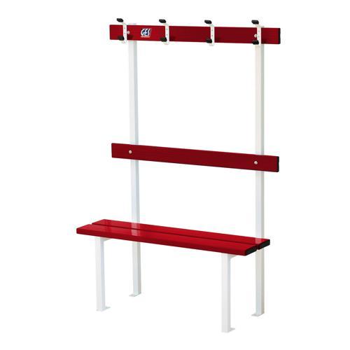 BANC VESTIAIRE SUR PIEDS AVEC PORTE-PATÈRES LONGUEUR GES ASSISE ALU
