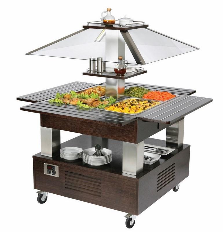 Buffet à île 4x gn 1/1 h=150 mm hotte pas abaissable bain-marie - IEA0020_0