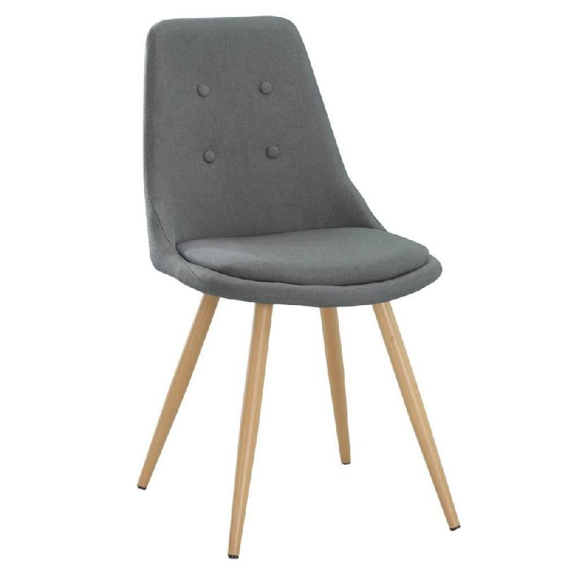 Chaise design scandinave MIDGARD - tissu gris graphite - structure en contreplaqué et pieds bois clair_0