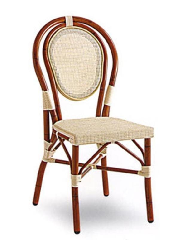 Chaise Palma - châssis aluminium imitation rotin - assise et dos en Batyline beige_0