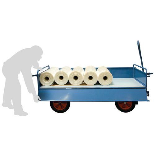 CHARIOT FIMM 1000KG 1600X800MM CÔTÉS TÔLE ROUES PNEUMATIQUES - FIMM