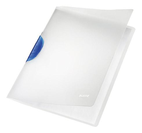 LOT DE 6 - CHEMISE DE PRÉSENTATION À CLIP BLEU FONCÉ LEITZ COLOR CLIP 22 X 31 CM INCOLORE