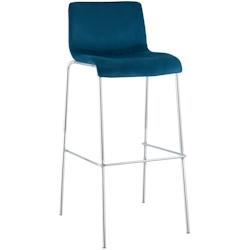 CLP Tabouret de Bar Hover Velours Piètement Quatre Pieds Chrome Bleu - bleu textile 327057_0