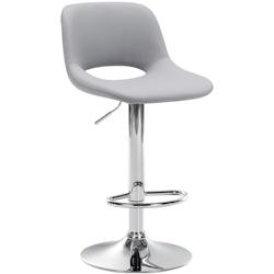 Décoshop26 - Tabouret de bar chaise haute x1 avec repose-pieds en PVC gris piètement métallique chromé 10_0004579 - gris 3000252184289_0