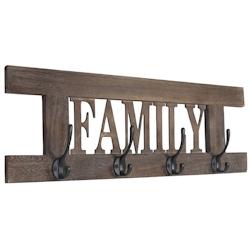 Décoshop26 - Porte-manteau mural patère en bois marron vintage avec 4 crochets 20,5x60x1,5 cm MED04049 - marron 3000168344050_0