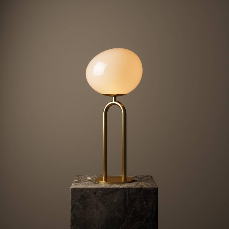 DFTP BY NORDLUX LAMPE À POSER SHAPES ABAT-JOUR VERRE, BLANC/LAITON
