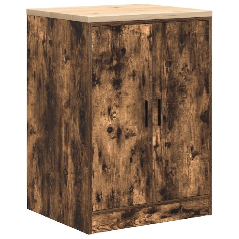 Helloshop26 - Armoire de rangement polyvalente garage 60 x 51 x 85 cm surface de travail robuste style contemporain en bois chêne 02_0051373 - Bois m_0